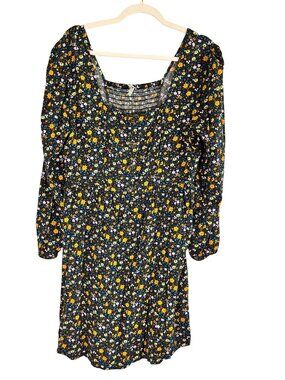 Colorful Floral Milkmaid Dress‎ 2X Boho Indie Festival Folk Peasant Earthy Chic